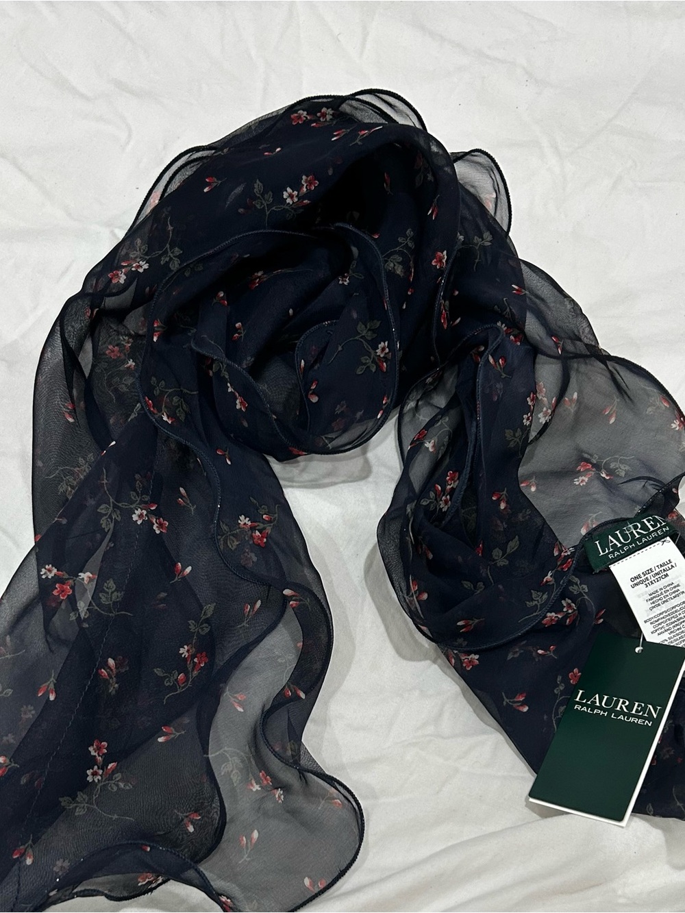 Lauren Ralph Lauren Navy Floral Sheer Scarf